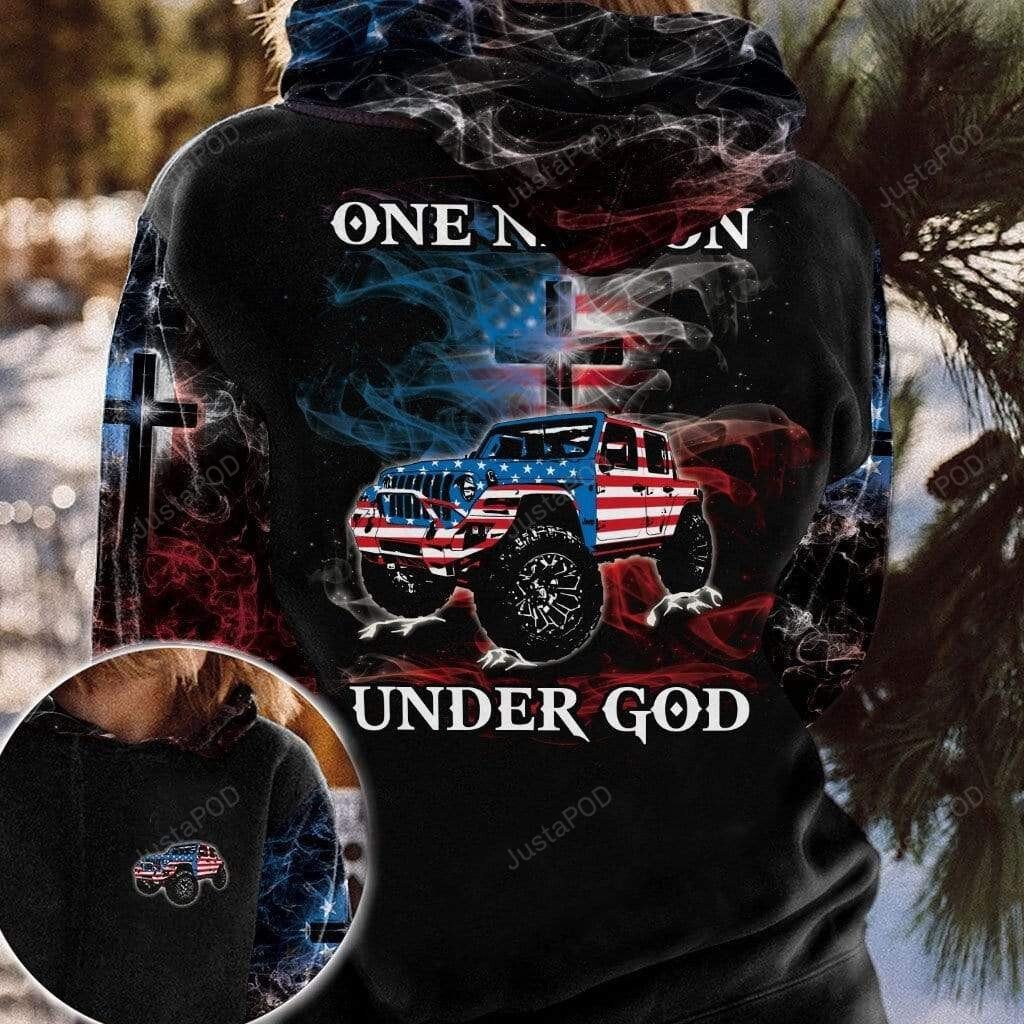 One Nation Under God Jeep Flag 3D All Print Hoodie, Zip- Up Hoodie 4