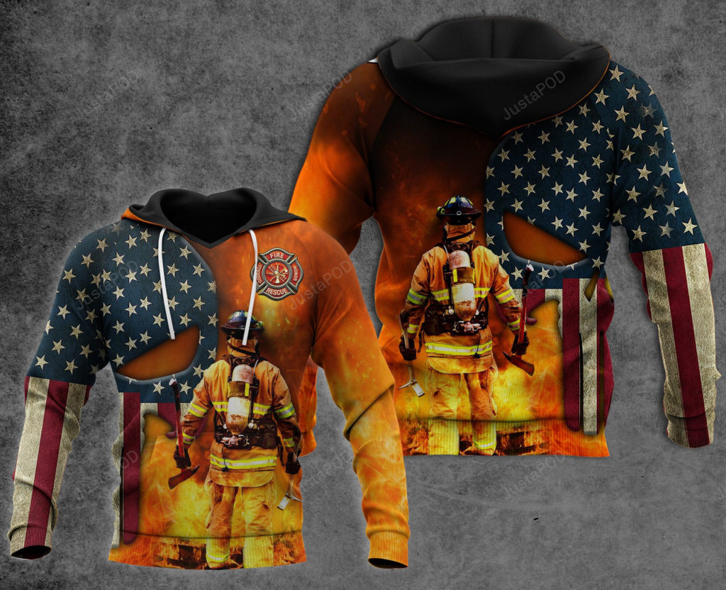 American Flag Us Firefighter 3D All Print Hoodie, Zip- Up Hoodie 4