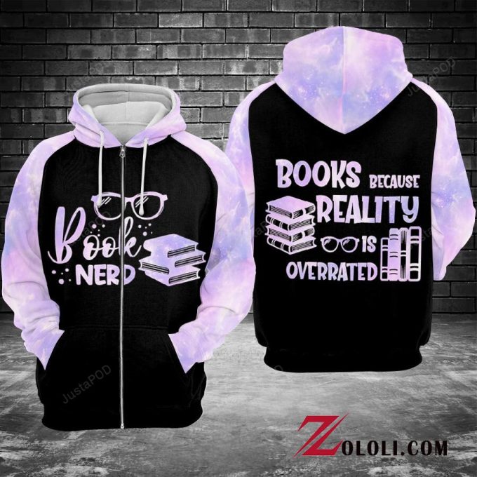 Book Nerd 3D All Print Hoodie, Zip- Up Hoodie 1