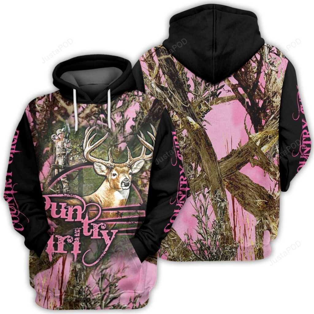 Country Girl Deer Hunting 3D All Print Hoodie, Zip- Up Hoodie 4