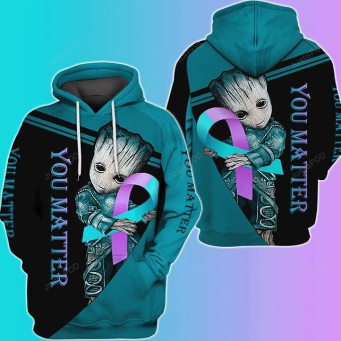 Groot You Matter Suicide Prevention Awareness 3D All Print Hoodie, Zip- Up Hoodie 1