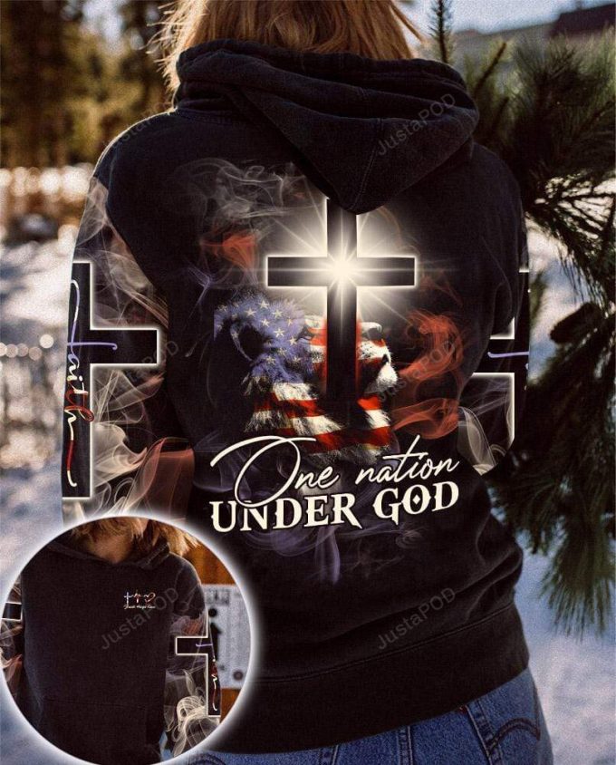 One Nation Under God Lion Light 3D All Print Hoodie, Zip- Up Hoodie 1