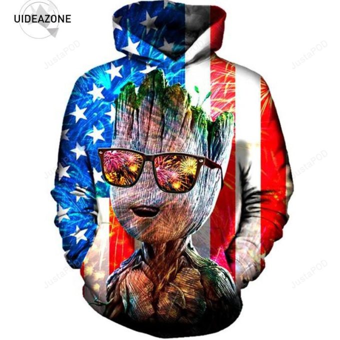 American Flag Groot 3D All Print Hoodie, Zip- Up Hoodie 2