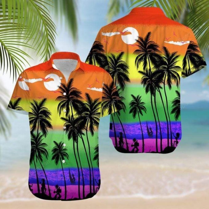 Lgbt Beach Palm Tree Hawaiian Aloha Shirts #11321Dh 1