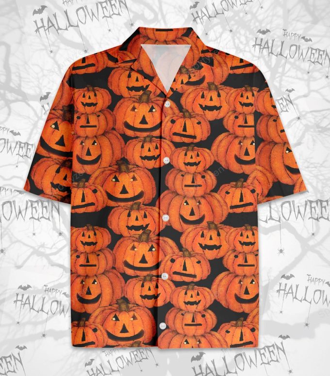 Amazing Halloween Hawaiian Aloha Shirts Pumpkin Jack-O'-Lantern Pattern 1