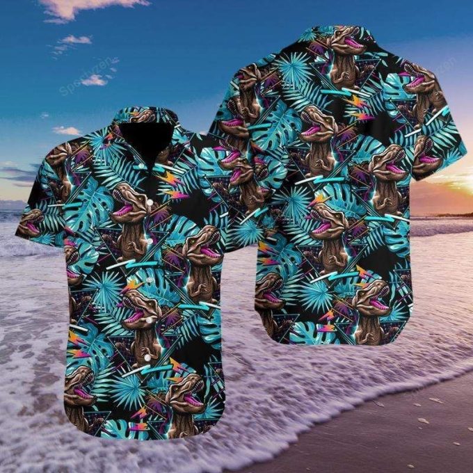 Funny Dinosaur Aloha Hawaiian Shirts 3D #2708H 1