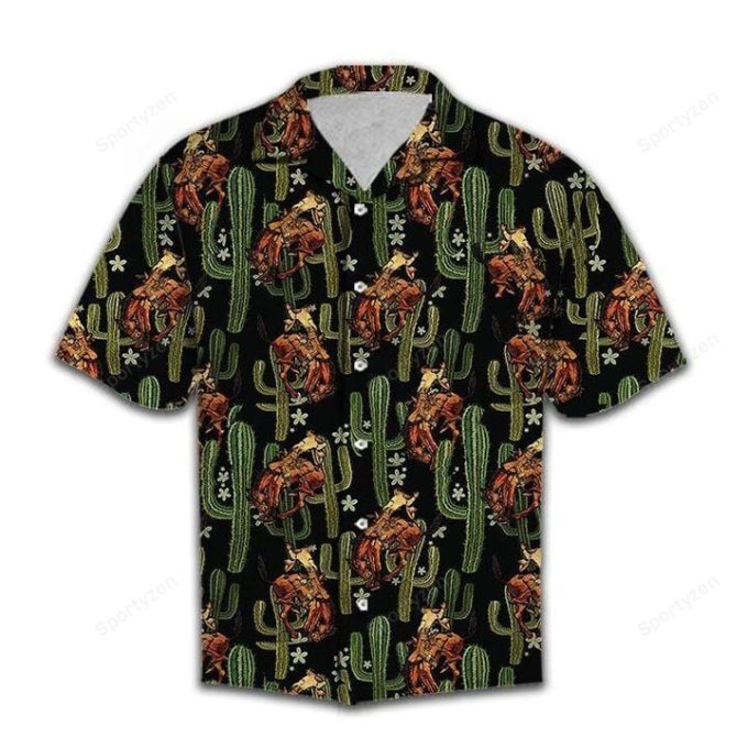 Cowboy Cactus Tropical Unisex Hawaiian Aloha Shirts #8421L 1
