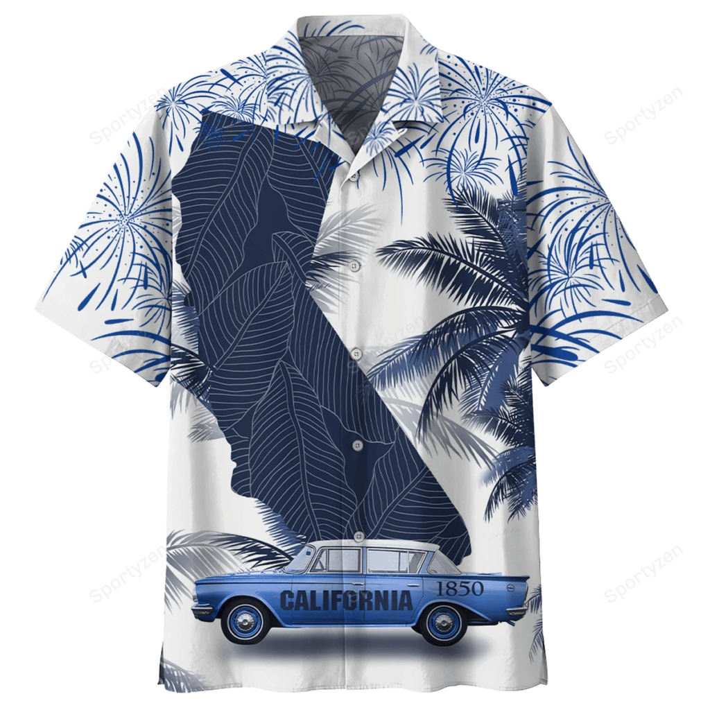 California Map Palm Tree Hawaiian Aloha Shirts - Unisex Beach Shorts #Dh 5