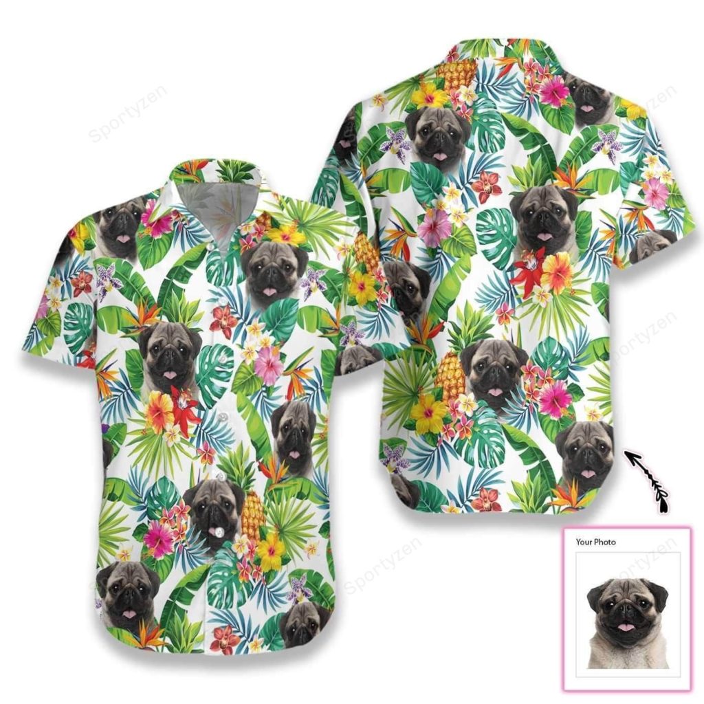 Customized Dog And Tropical Pineapple Hawaiian Aloha Shirts #Dh 4