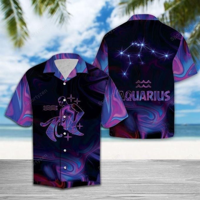 Amazing Aquarius Horoscope Hawaiian Shirt Zodiac Birthday Gifts 1