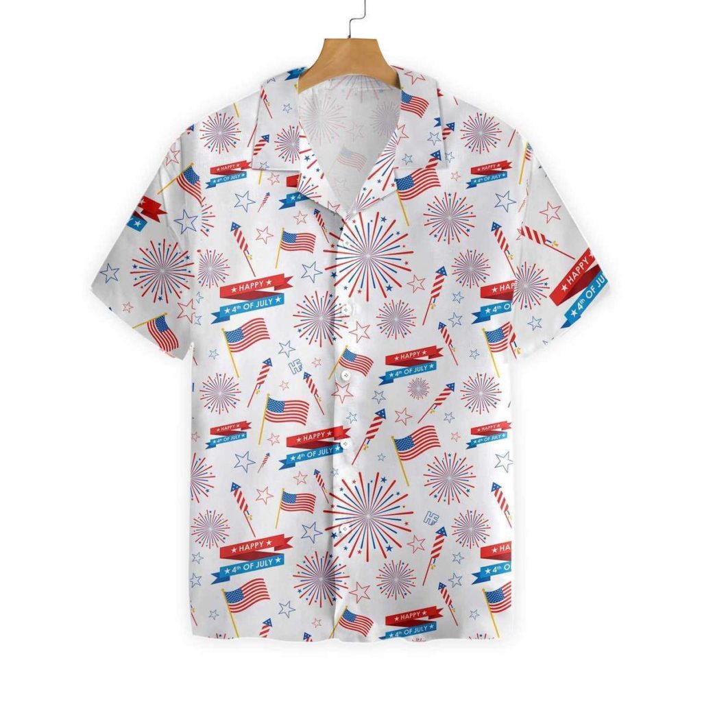 4Th Of July Us Fireworks Pattern Unisex Hawaiian Shirt 10