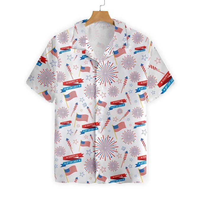 4Th Of July Us Fireworks Pattern Unisex Hawaiian Shirt 3