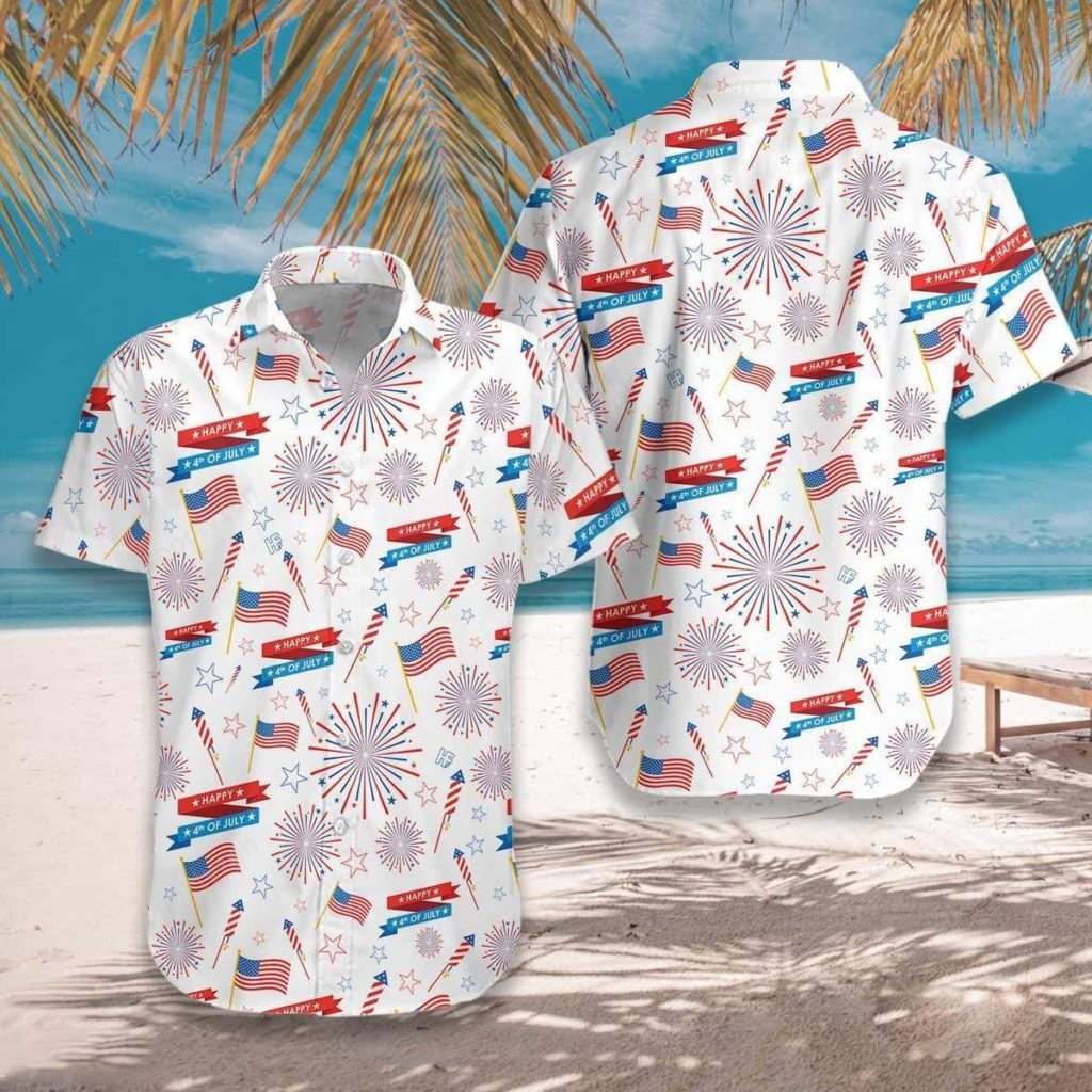 4Th Of July Us Fireworks Pattern Unisex Hawaiian Shirt 6