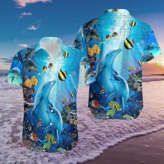 Amazing Dolphin In Ocean Unisex Hawaiian Aloha Shirts #610L 1
