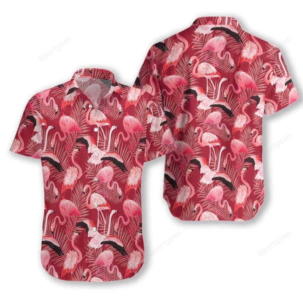 Flamingo Red Christmas Hawaiian Aloha Shirts 4