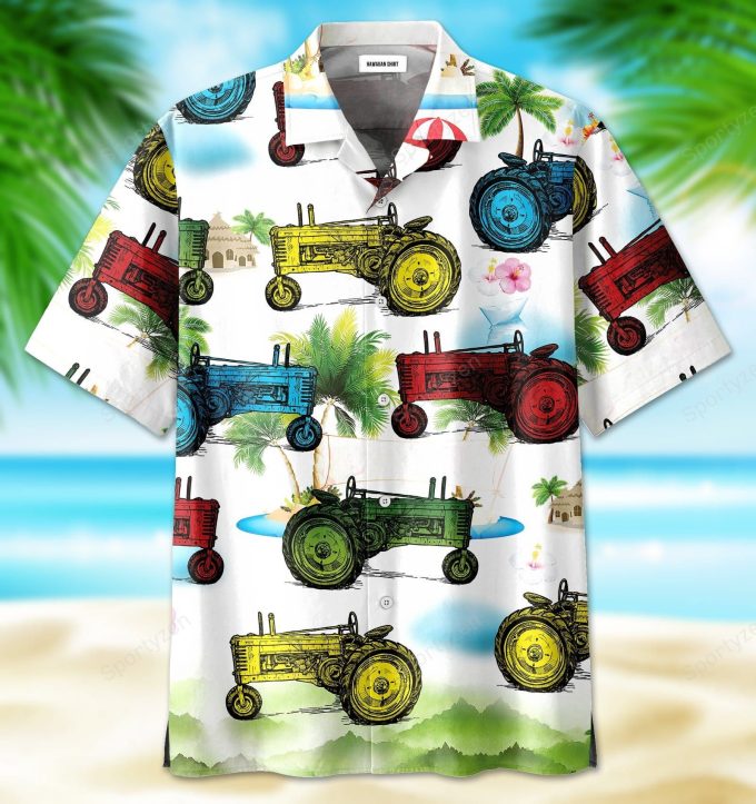 Colorful Tractor Unisex Hawaiian Aloha Shirts #Dh 1