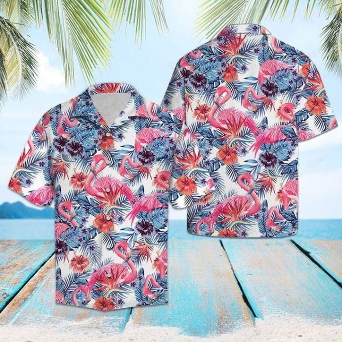 Flamingo Tropical Summer Hawaiian Aloha Shirts #H 1