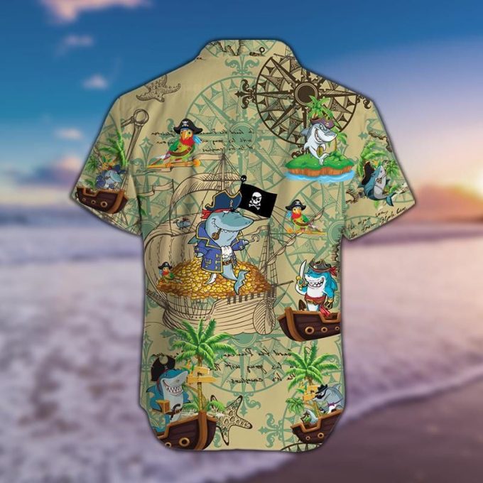 Amazing Pirate Shark Unisex Hawaiian Aloha Shirts #8521H 2