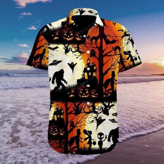 Ew People Bigfoot Ufo Halloween Hawaiian Aloha Shirts #2809H 1