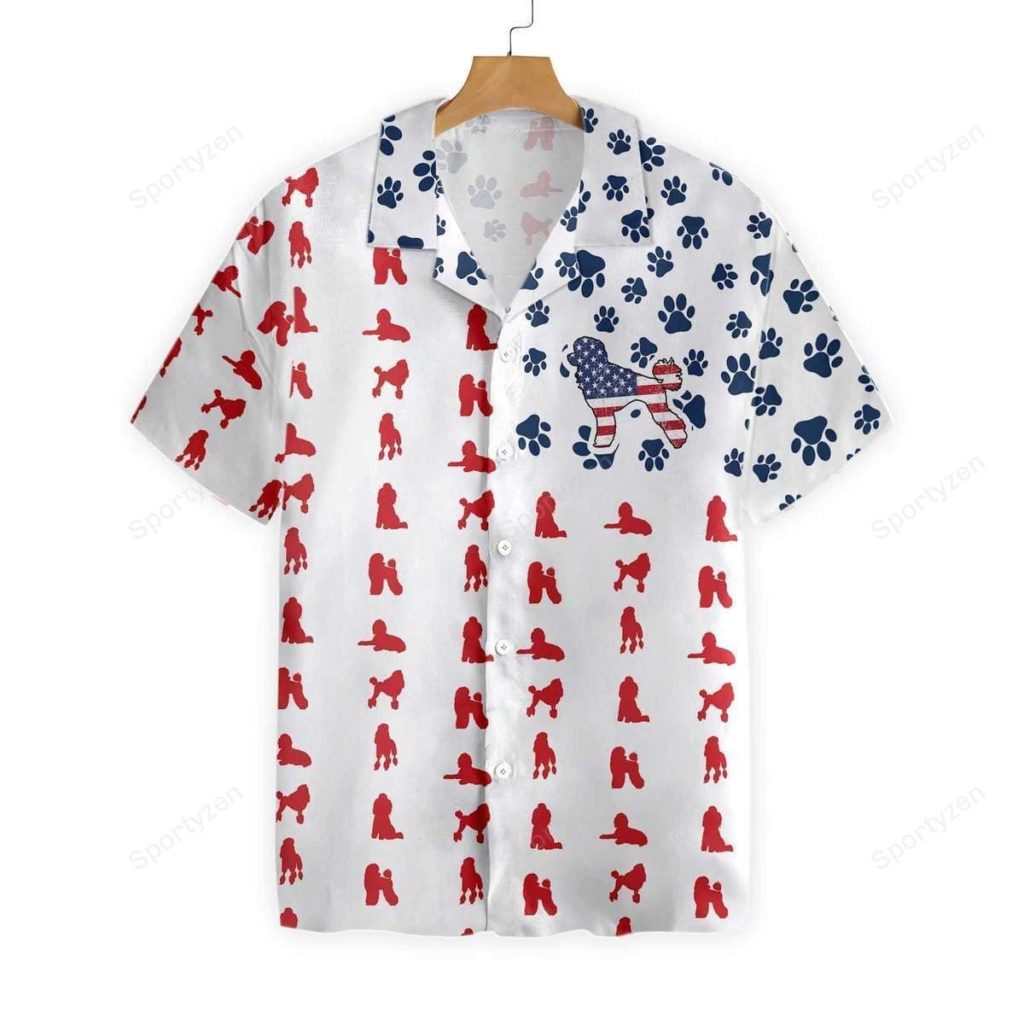 July 4Th Poodles American Flag Unisex Hawaiian Shirt 5