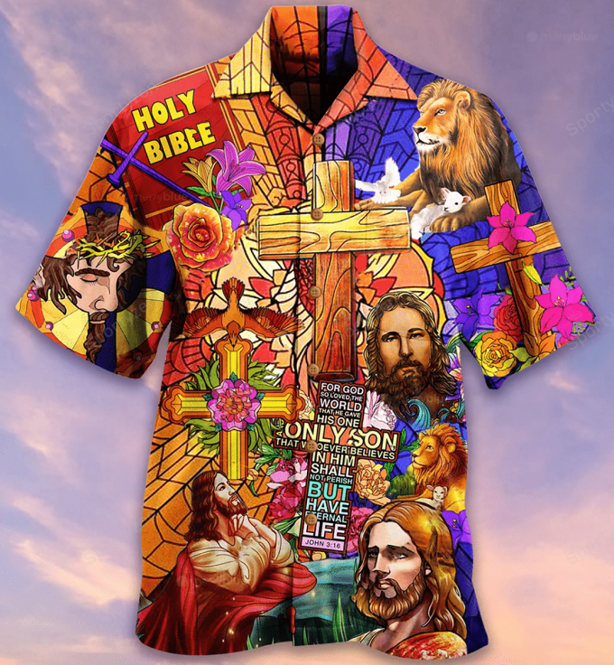 Jesus Lion And Flowers Christian Hawaiian Aloha Shirts #Dh 1