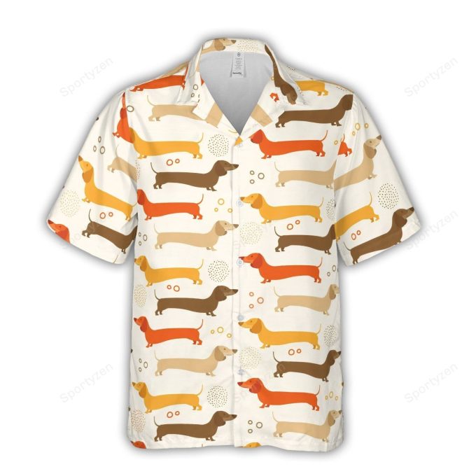 Cute Dachshund Pattern Unisex Hawaiian Shirt #11821H 1