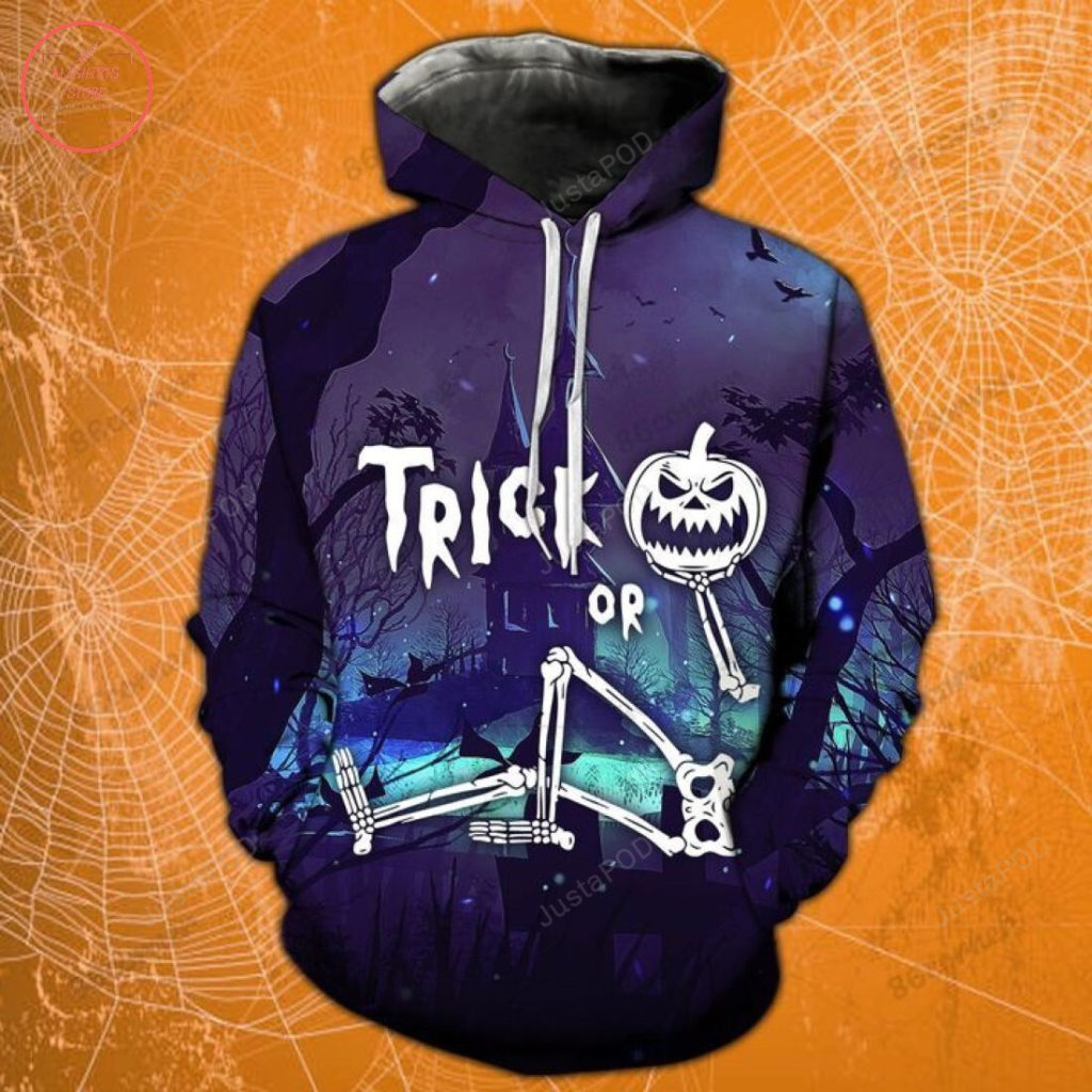 Trick Or Treat Skeleton Blue Halloween 3D All Over Printed Hoodie, Zip- Up Hoodie 4