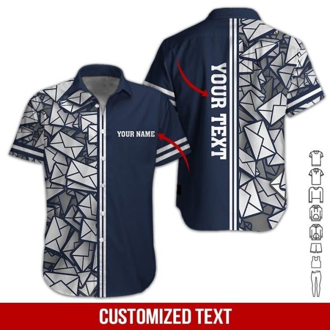 Custom Name Postal Worker Mail Pattern Hawaii Shirts 1