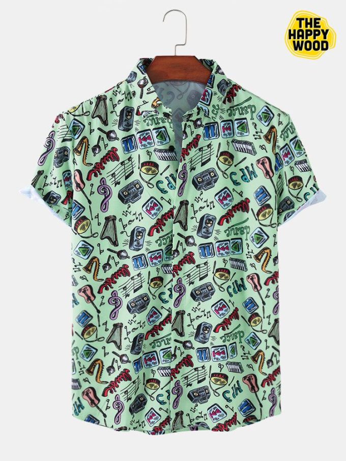 Music Element Pattern Print Hawaiian Shirt Ver 188 1