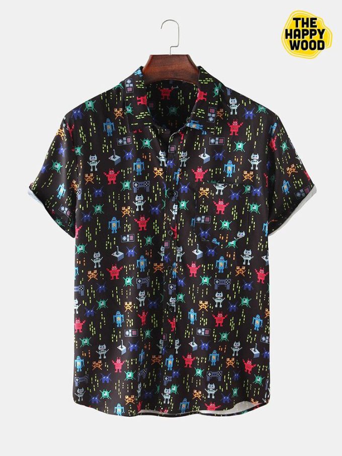 Fun Cartoon Game Character Print Hawaiian Shirt Ver 262 1