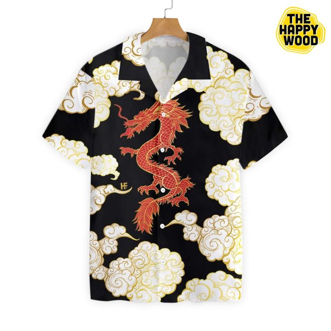 Cool Chinese Dragon Black Red Cloud Hawaiian Shirt Ver 228 1