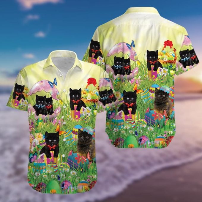 Black Cat So Cute Happy Easter #110321Hhawaiian Shirt Ver 157 1