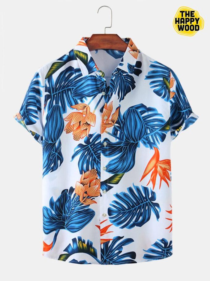 Ethnic Floral &Amp;Amp; Leaf Print Hawaiian Shirt Ver 447 1