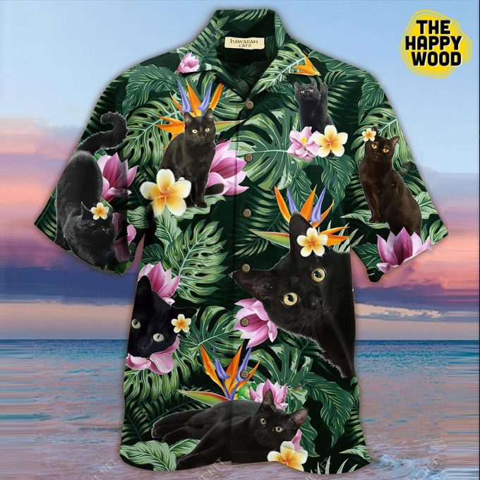 Black Cat 3D Hawaiian Shirt Ver 268 1