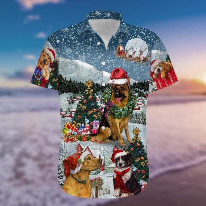 Lovely Dogs Under Christmas Snowy Hawaiian Shirt Ver 159 1