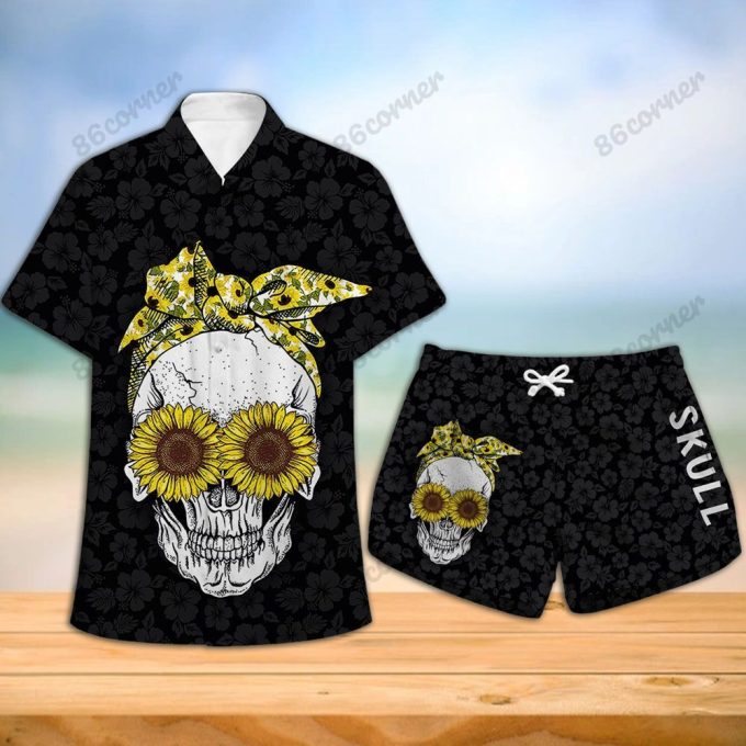 Skull Sunflowerhawaiian Shirt Ver 191 1