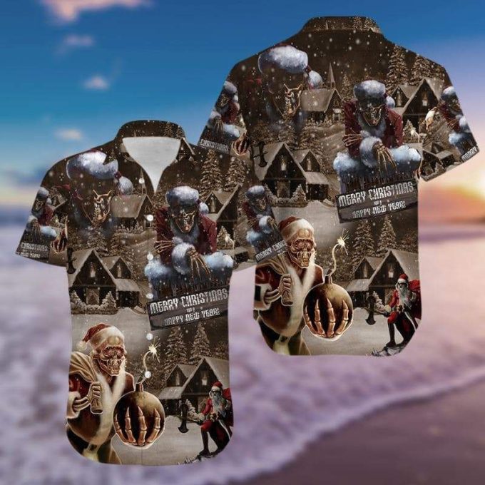 Skull Santa Claus Merry Christmas And Happy New Year Hawaiian Shirt Ver 35 1