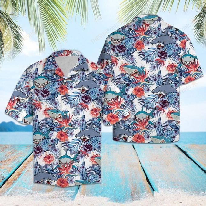 Shark Hibiscus Flower Hawaiian Shirt Ver 279 1