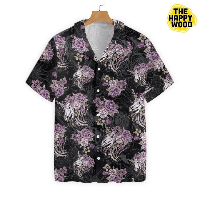 Unicorn Skull Flowers Hawaiian Shirt Ver 424 1