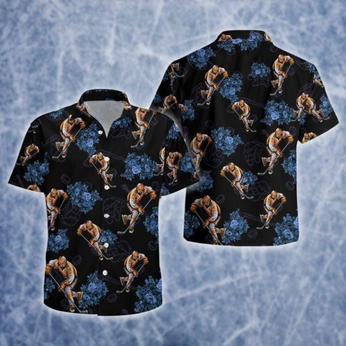 Hockey Player Black Unisex Hawaiian Shirt Ver 71 1