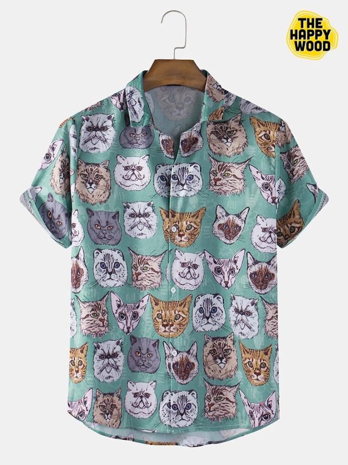 Fun Creative Cat Print Hawaiian Shirt Ver 35 1