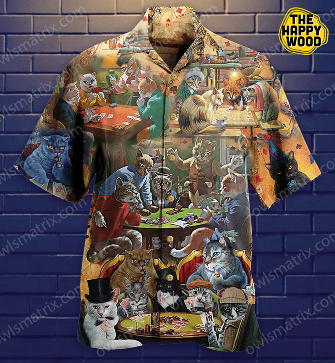 Cats Play Card Games Hawaiian Shirt Ver 180 1