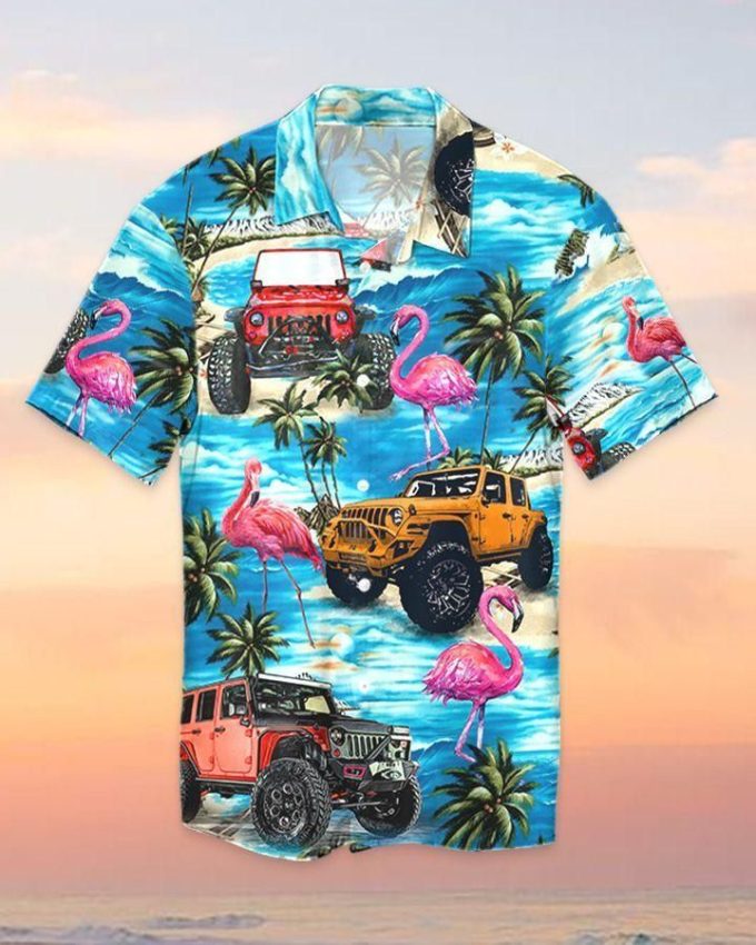 Aloha Jp And Flamingo Blue Tropical Beach Unisex Hawaiian Shirts 1