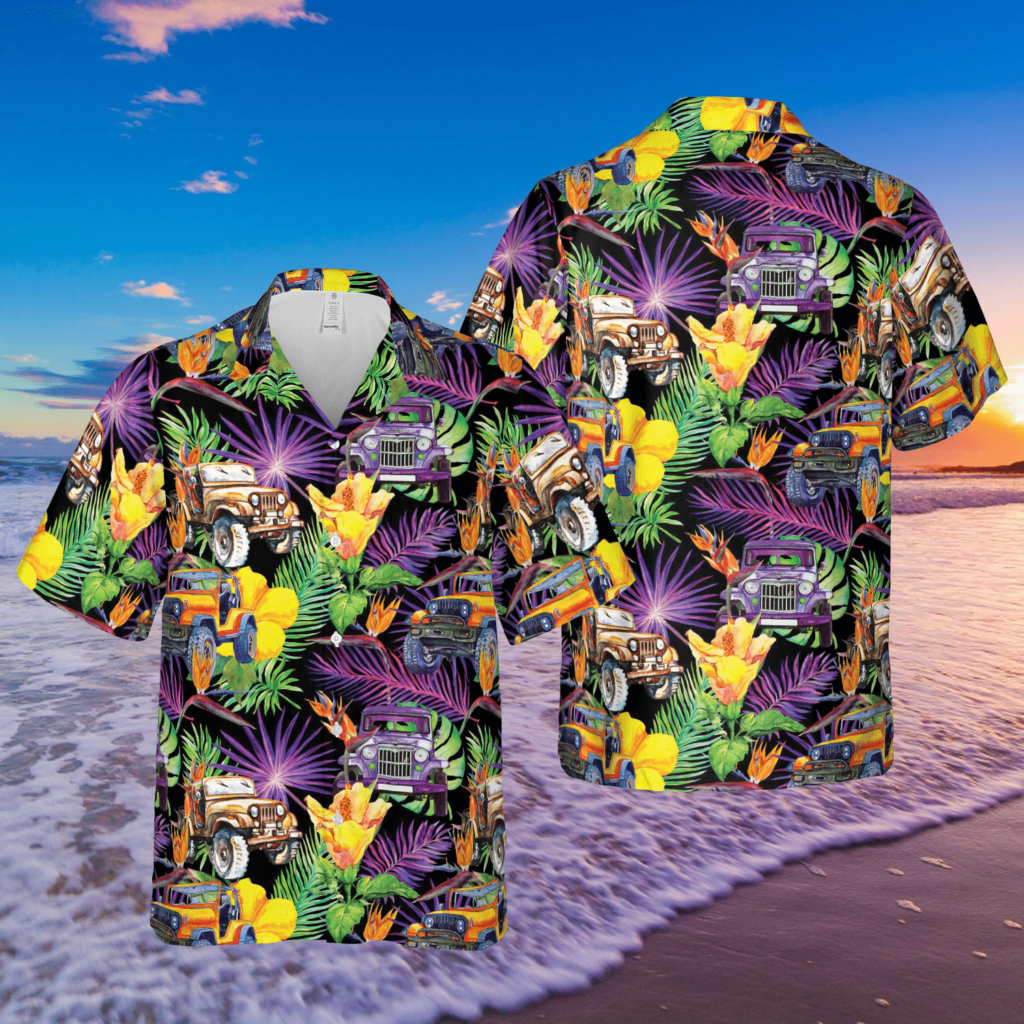 Cool Jp Yellow Flower Purple Unisex Hawaiian Aloha Shirts #301121H 4