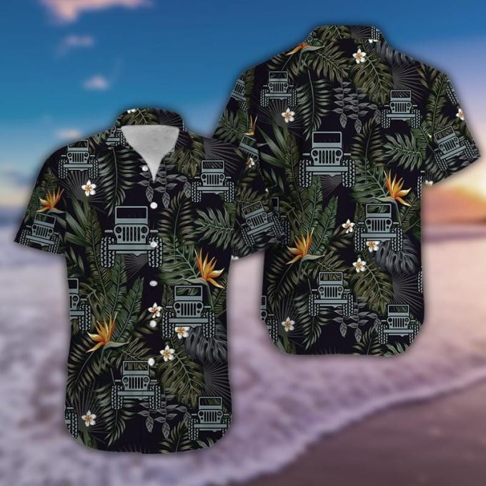 Jp Tropical Green Black Hawaiian Aloha Shirts 1
