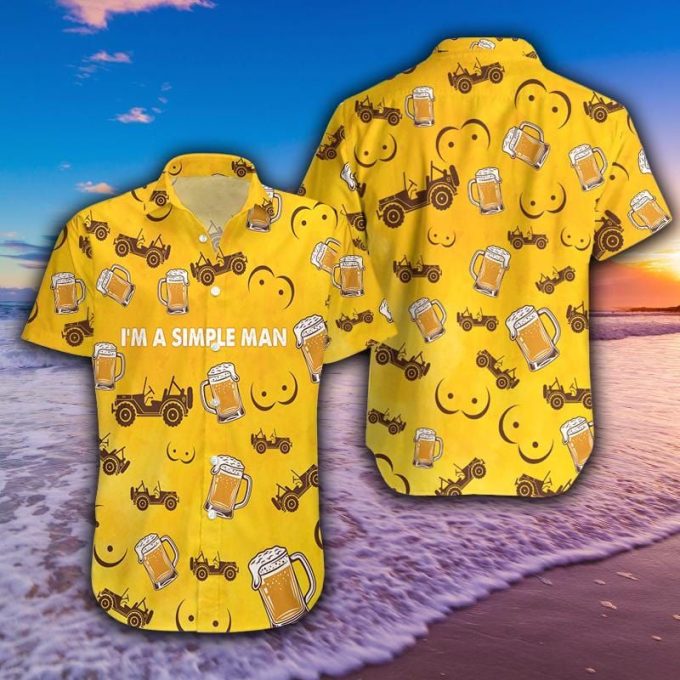 Funny I'M A Simple Man Beer Jp Yellow Tropical Aloha Hawaiian Shirts #240321L 1