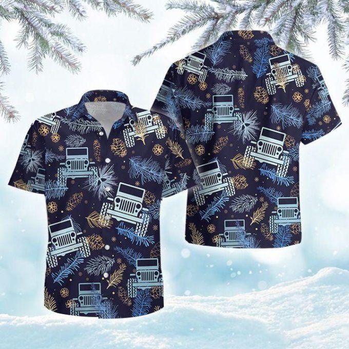 Cool Navy Jp Snowflake Christmas Unisex Hawaiian Aloha Shirts 1