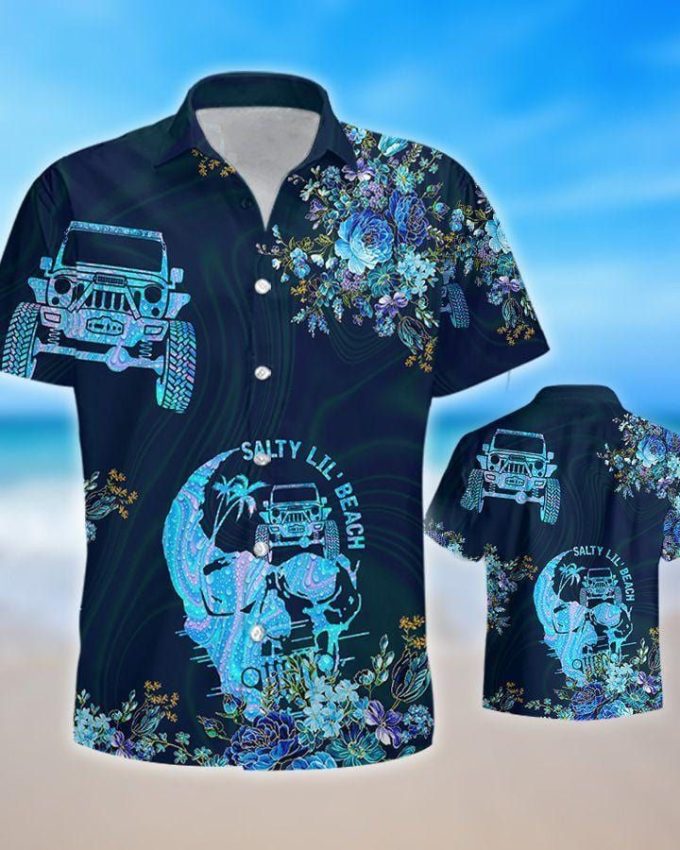 Salty Lil' Beach Jp Black Blue Unisex Hawaiian Shirts 1