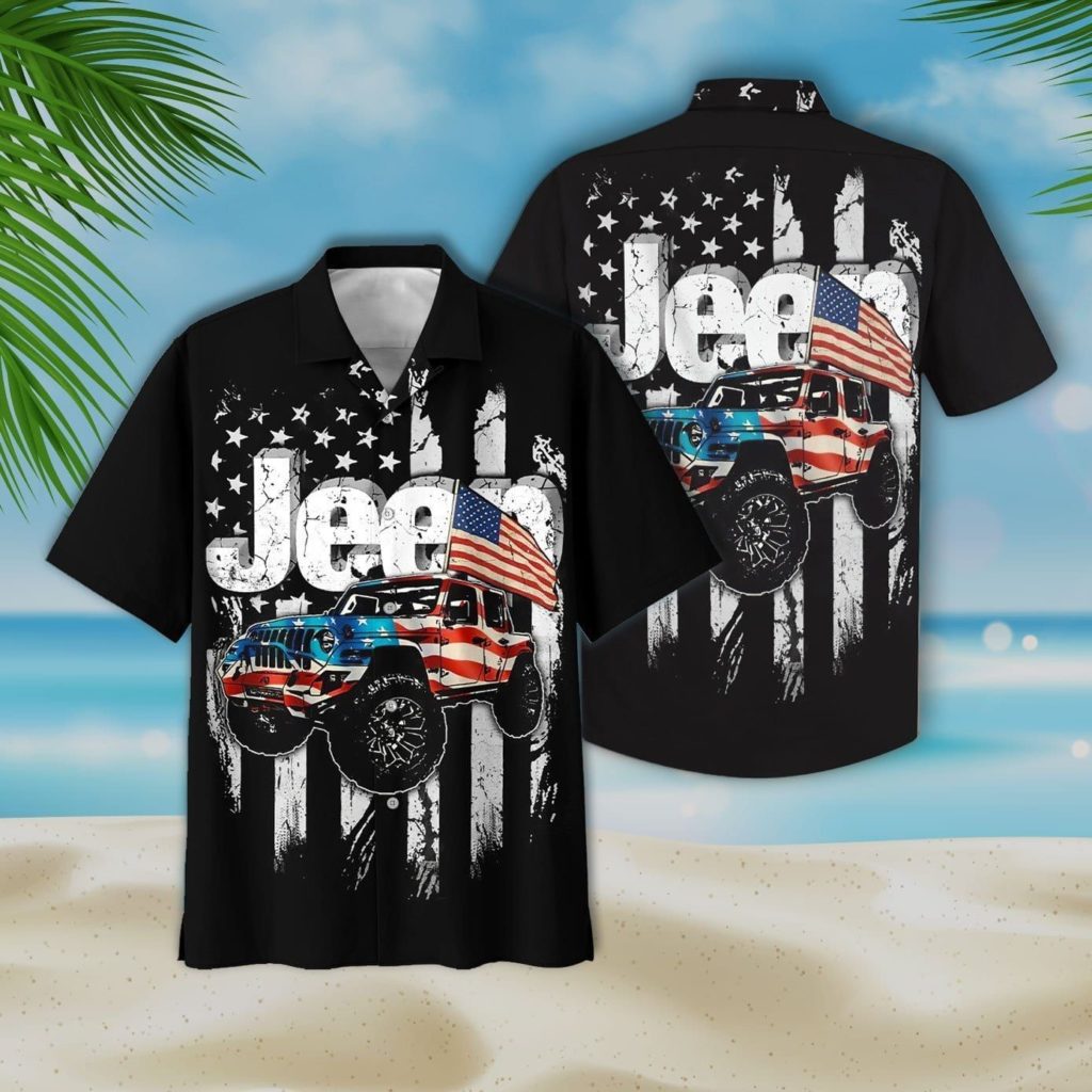 American Jp Flag Black Unisex Hawaiian Shirts 4