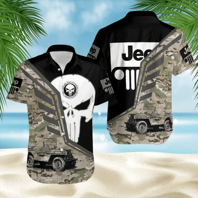 Cool Jp Skull Camo Pattern Unisex Hawaiian Shirts 1